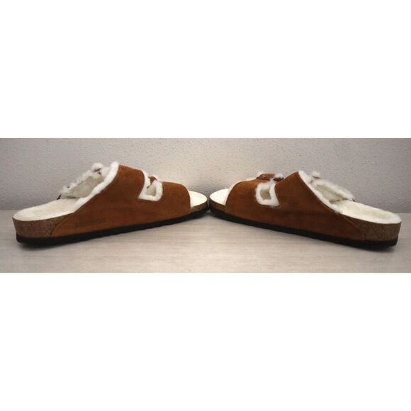 Birkenstock Women's 10 Men's 8 Mink Brown Arizona Shearling Suede Sandals - Picture 14 of 16